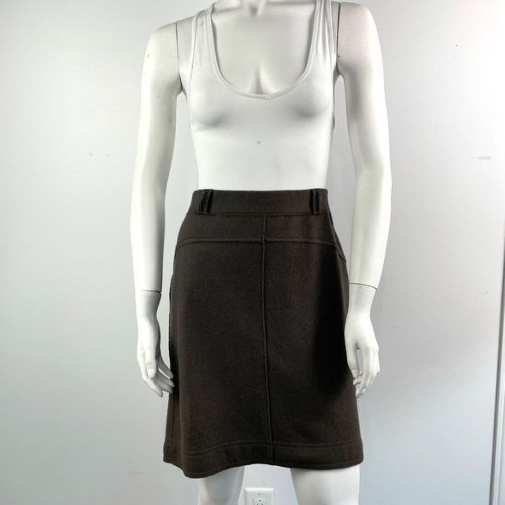 Marc Cain Sports brown wool skirt with flutter back hem